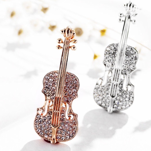 NWT Violin brooch in gold or silver - Picture 2 of 8